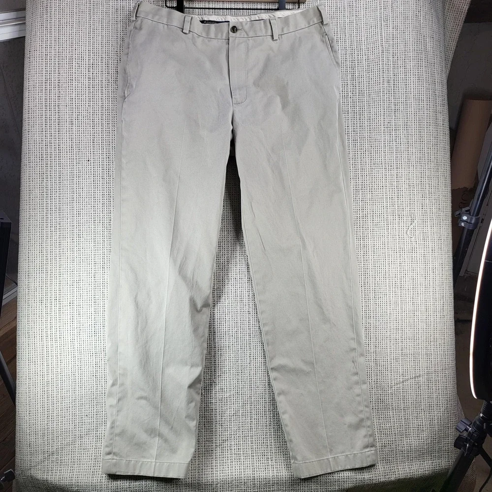 Brooks Brothers Advantage Chino Clark Pants Mens 36x32 Beige Cotton Straight Leg